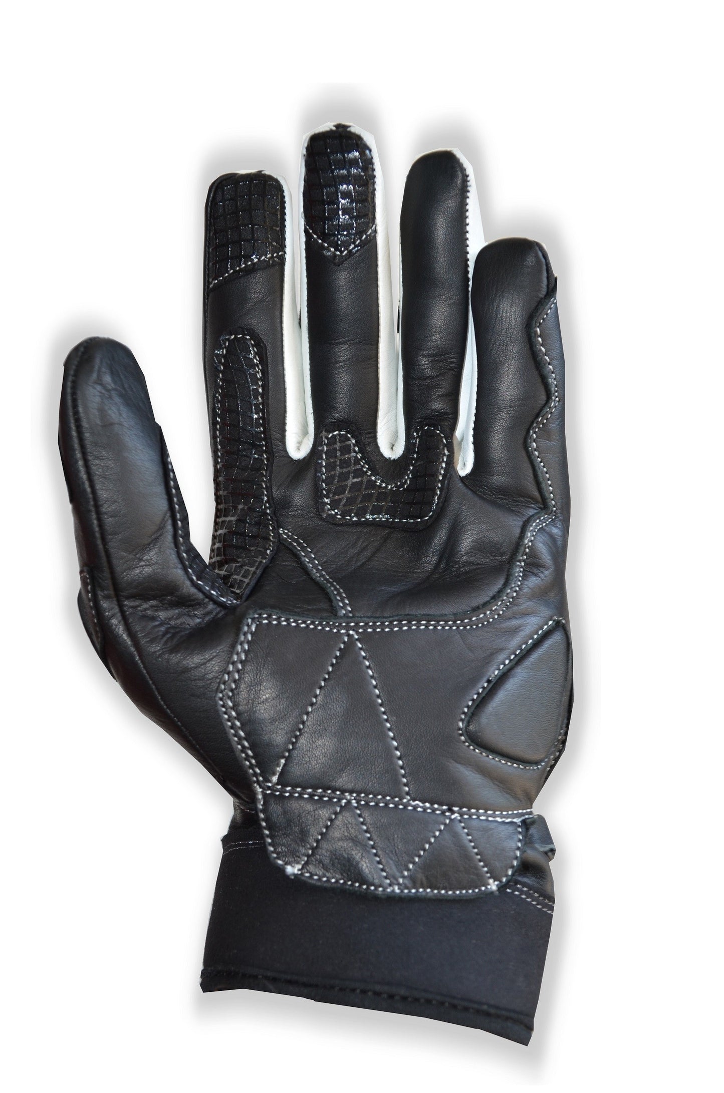 Gants Moto en Cuir Noir et Blanc