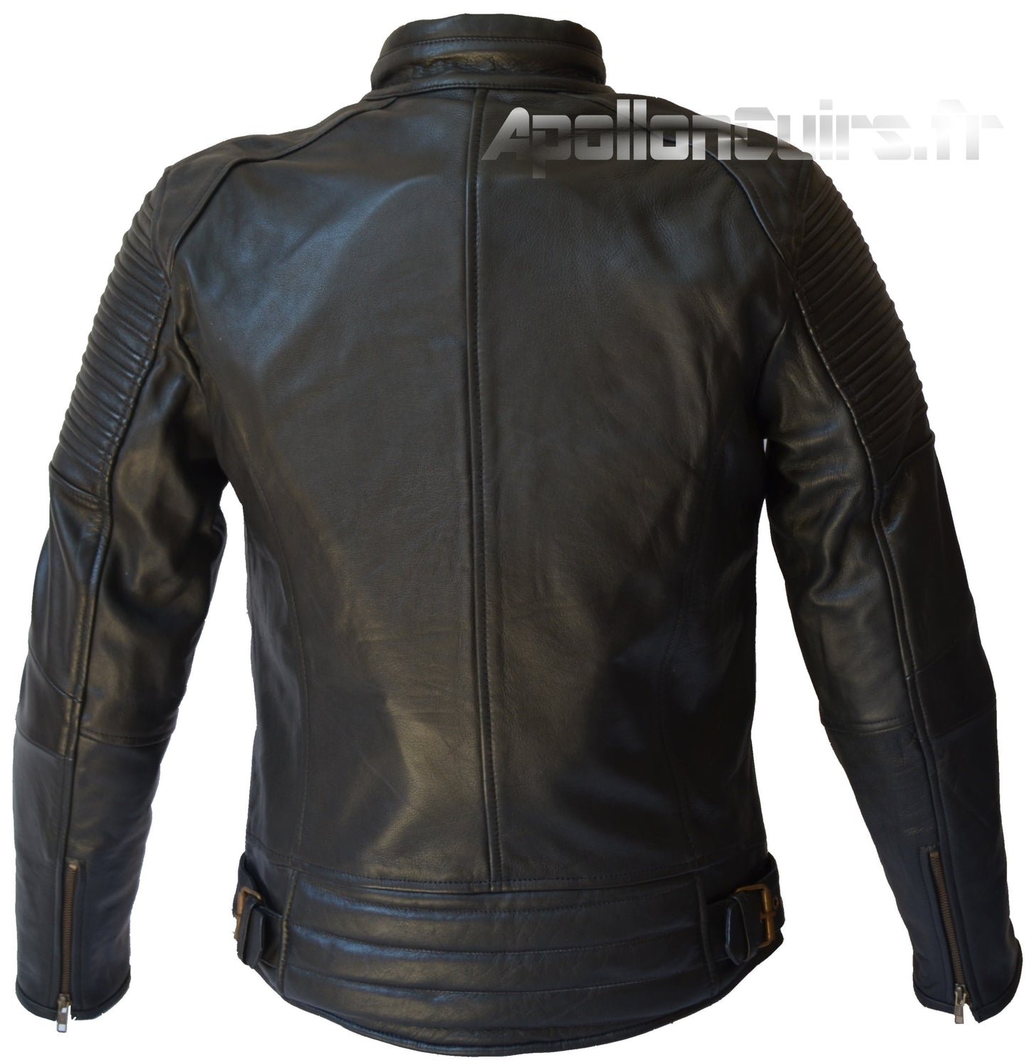Blouson Moto Rétro Vintage Homme en Cuir Noir