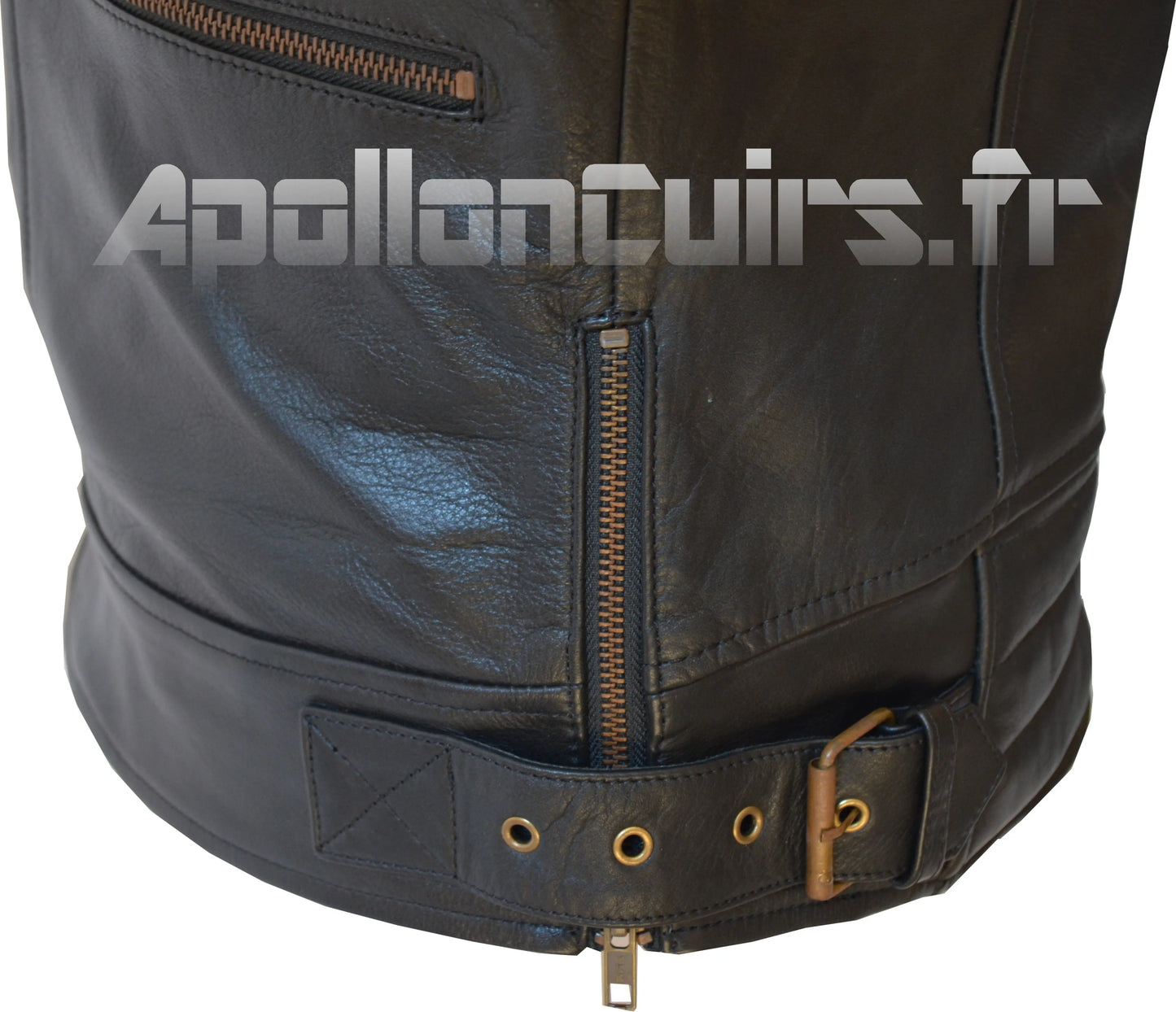 Blouson Moto Rétro Vintage Homme en Cuir Noir