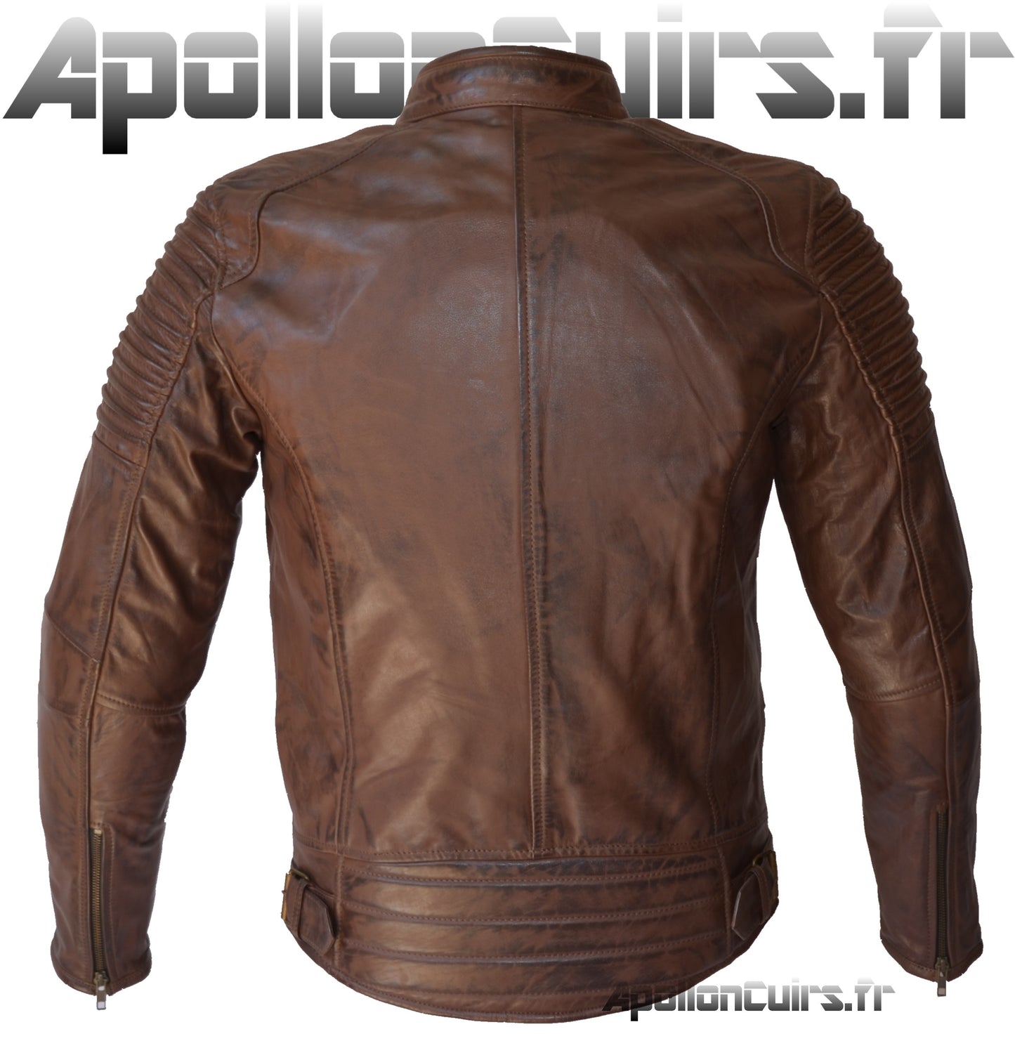 Blouson Moto Rétro Vintage Marron Homme en Cuir