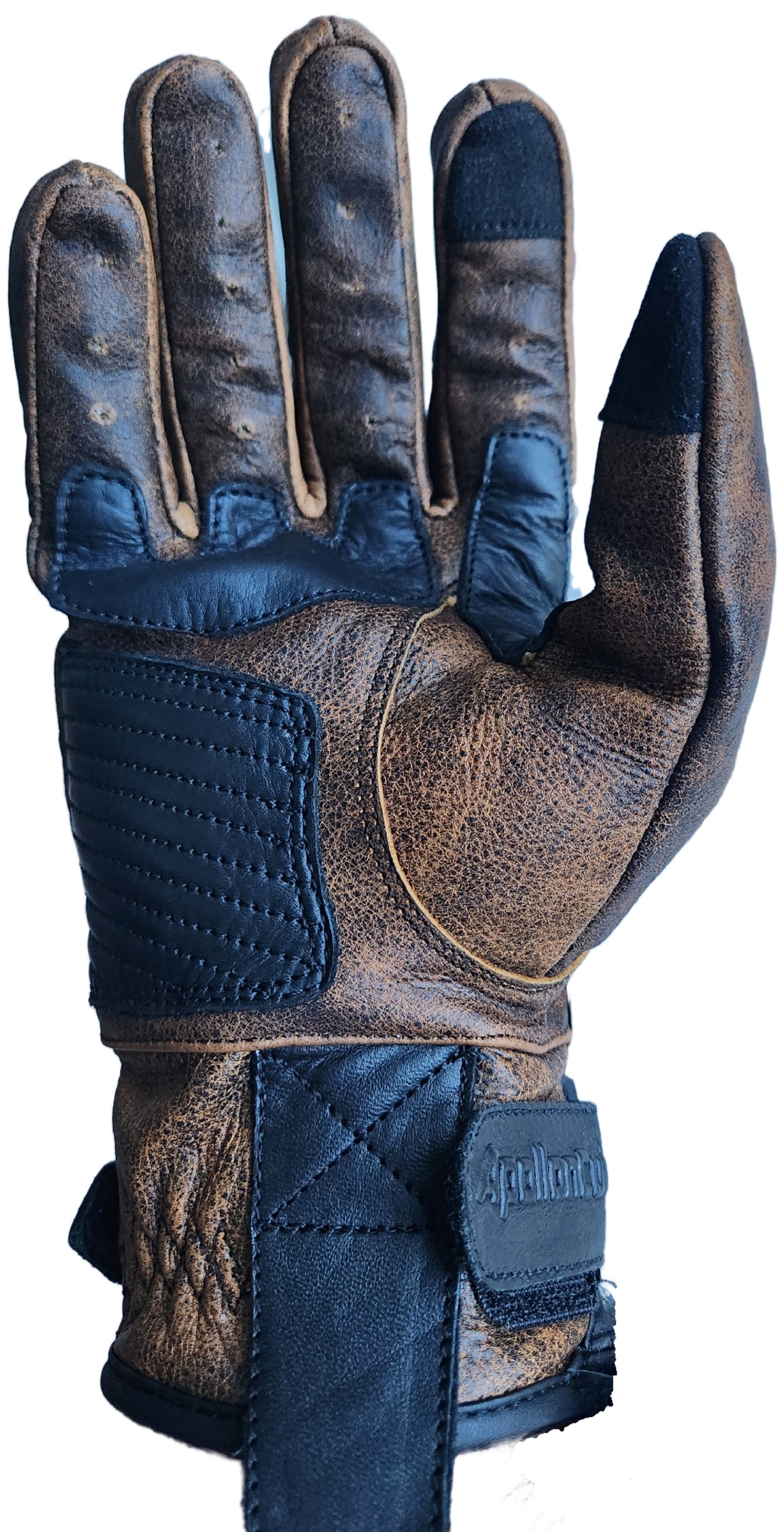 Gants Moto 100% Cuir Marron Vieilli Vintage