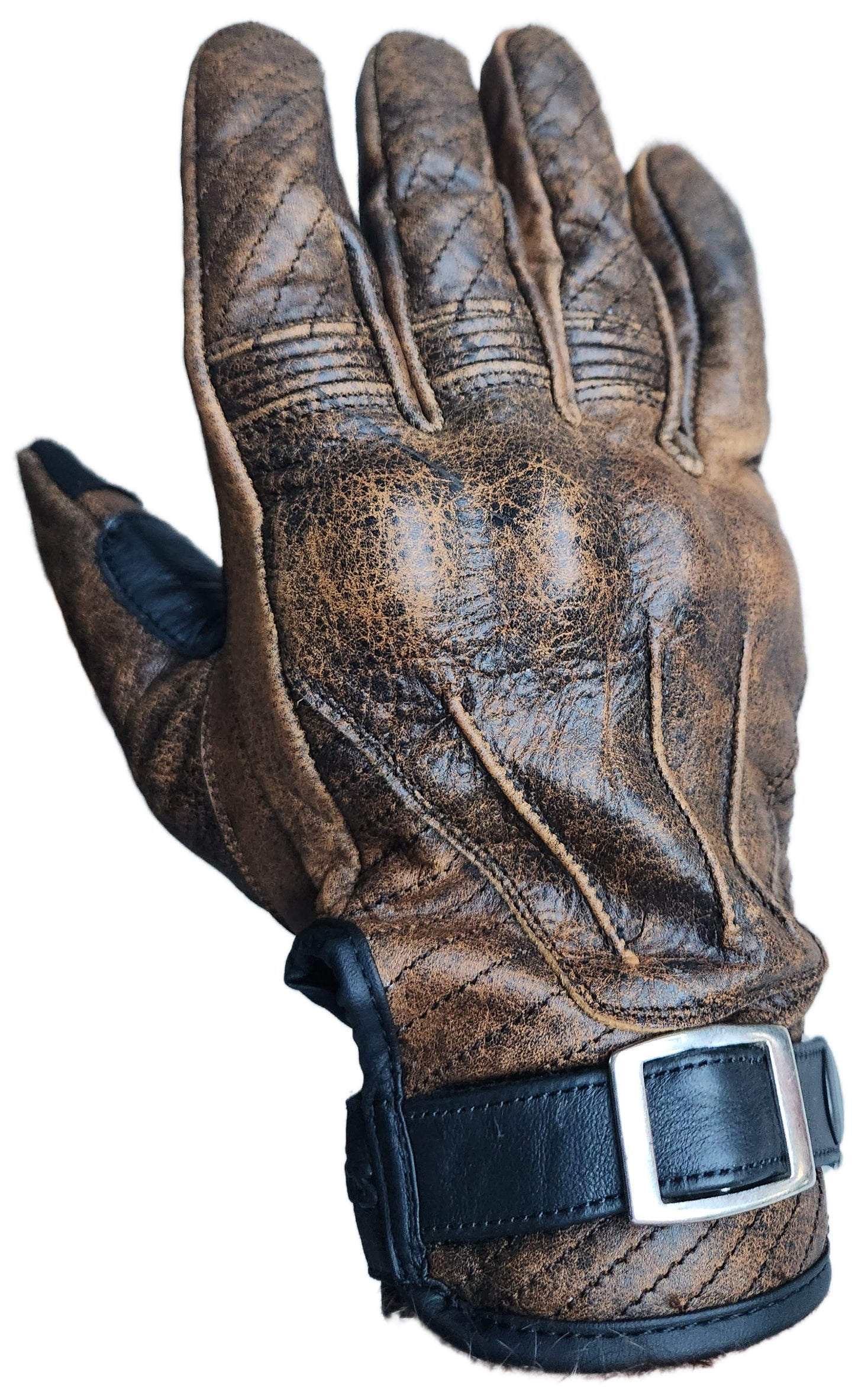 Gants Moto 100% Cuir Marron Vieilli Vintage