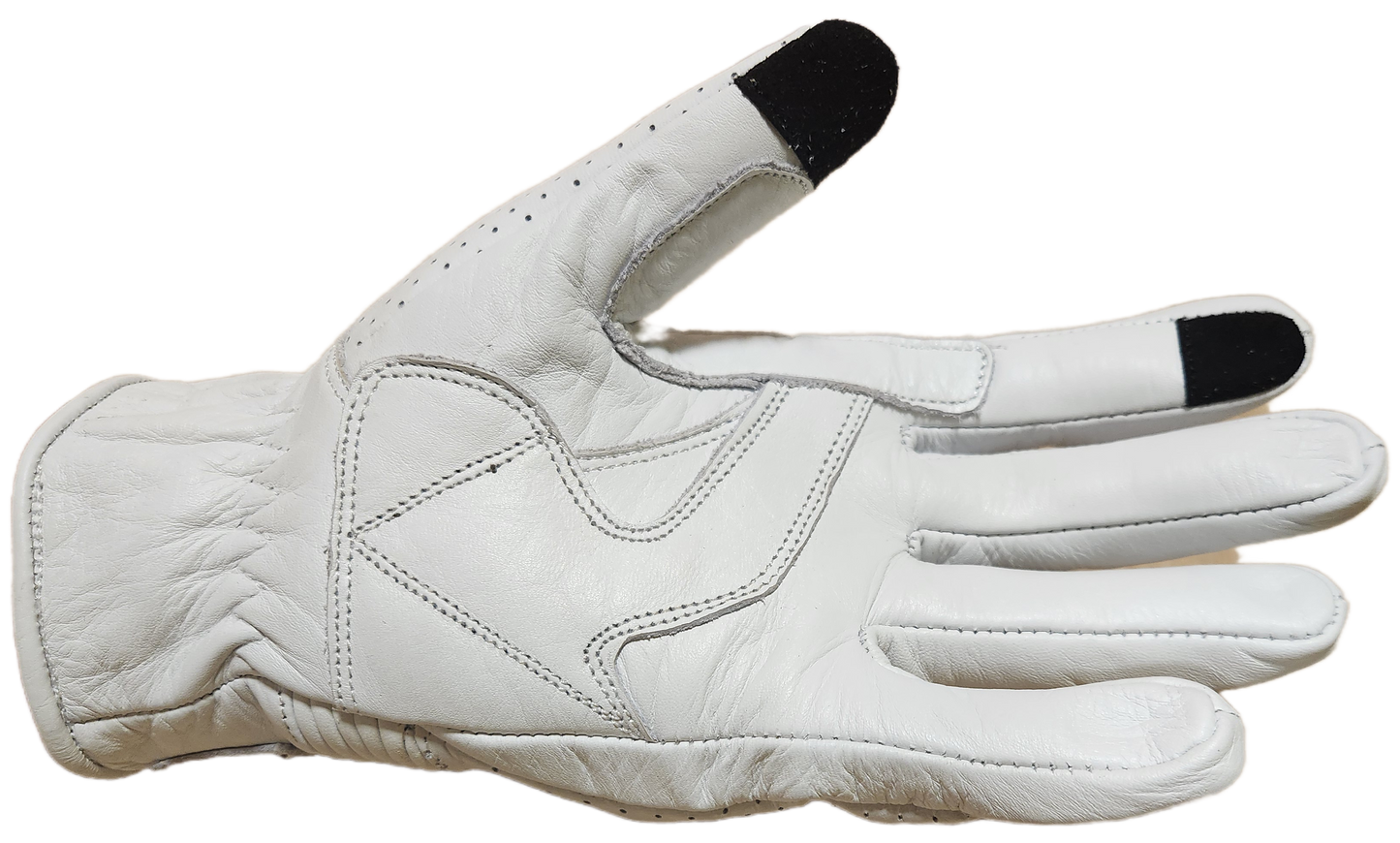 Gants Moto Eté 100% Cuir Blanc Vintage pour Femme