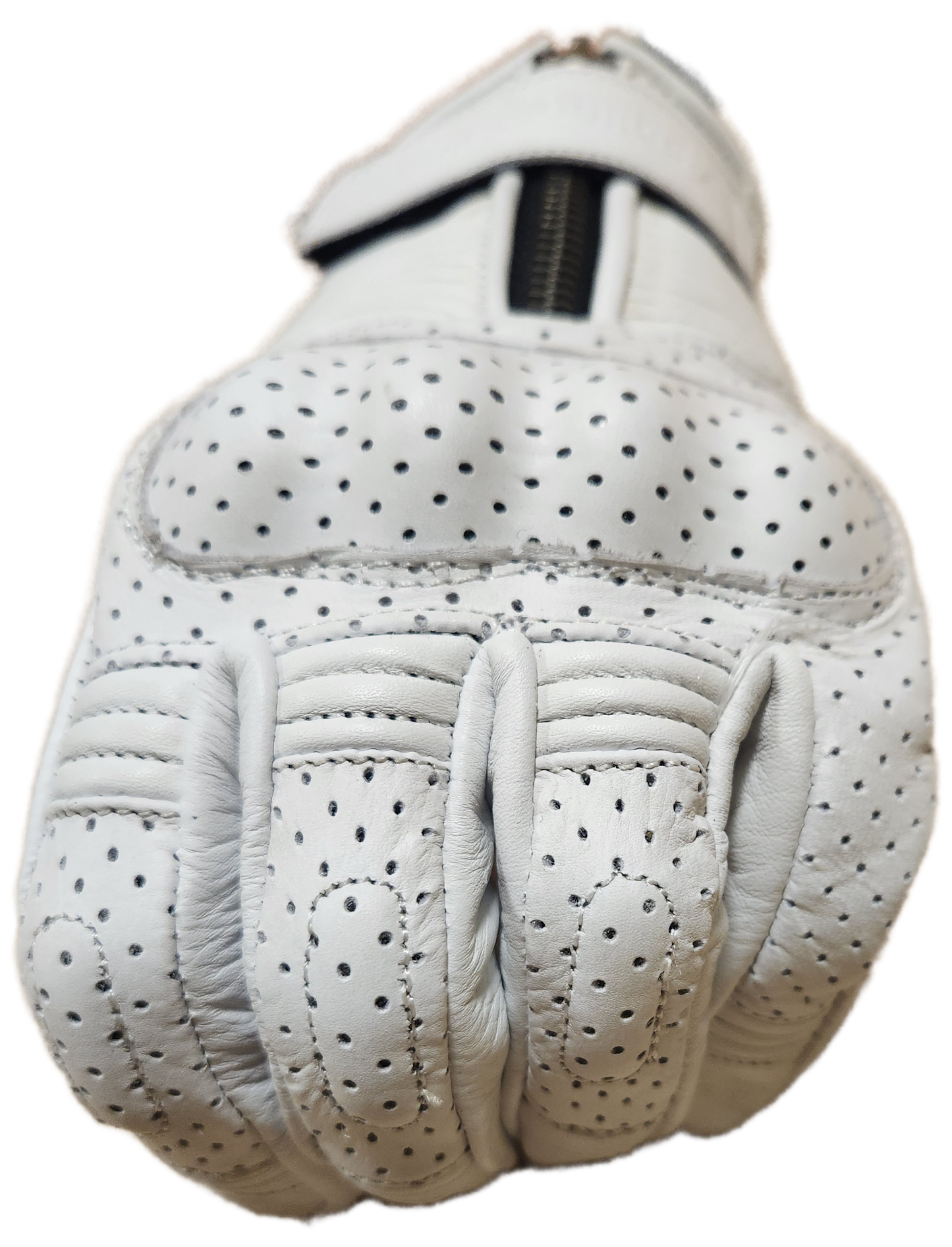 Gants Moto Eté 100% Cuir Blanc Vintage pour Femme