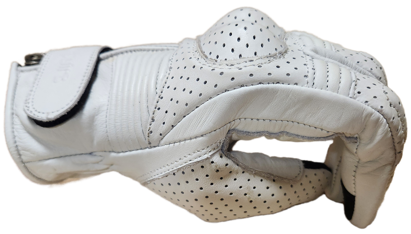 Gants Moto Eté 100% Cuir Blanc Vintage pour Femme