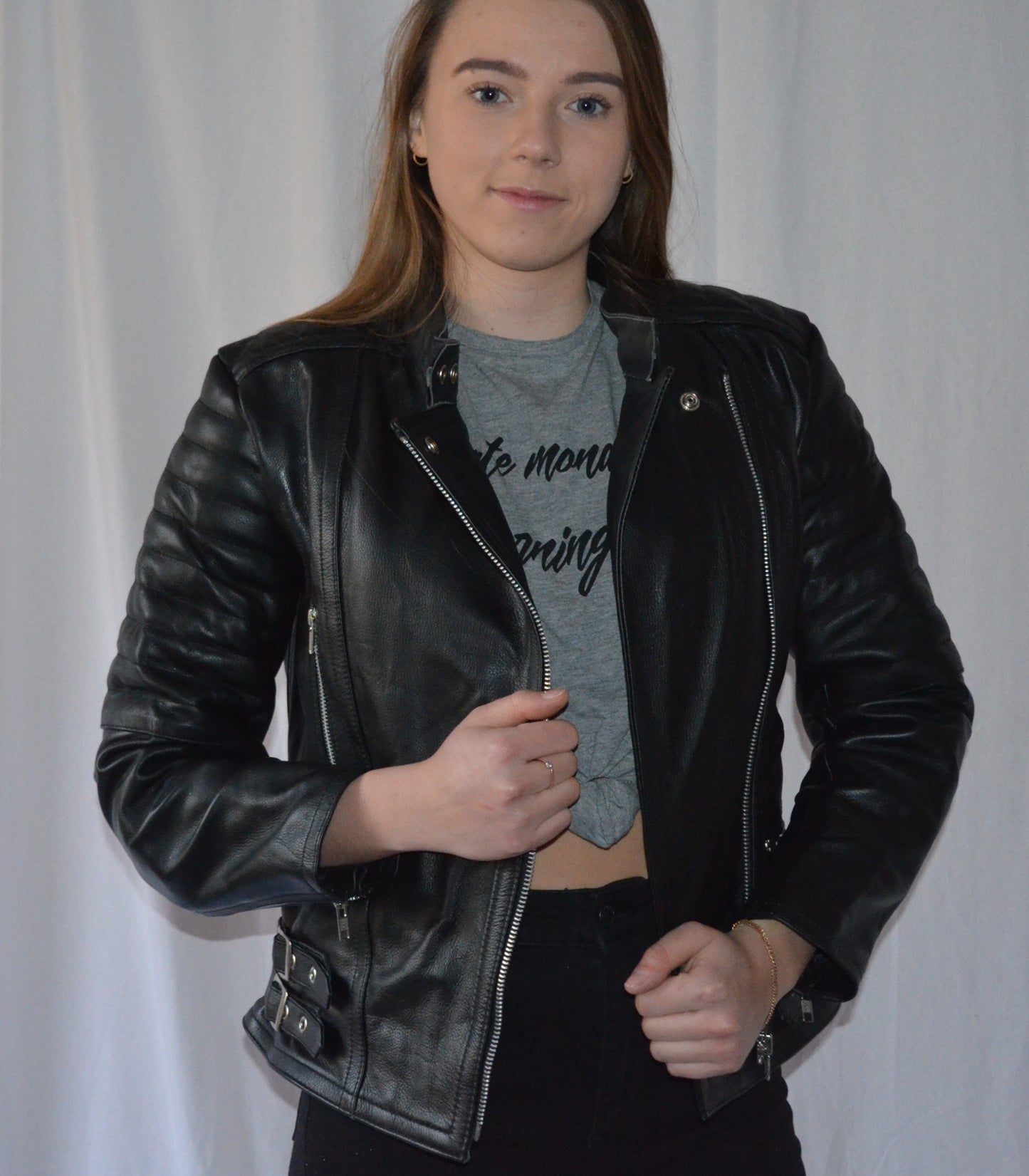 Blouson Moto Femme Style Perfecto Noir