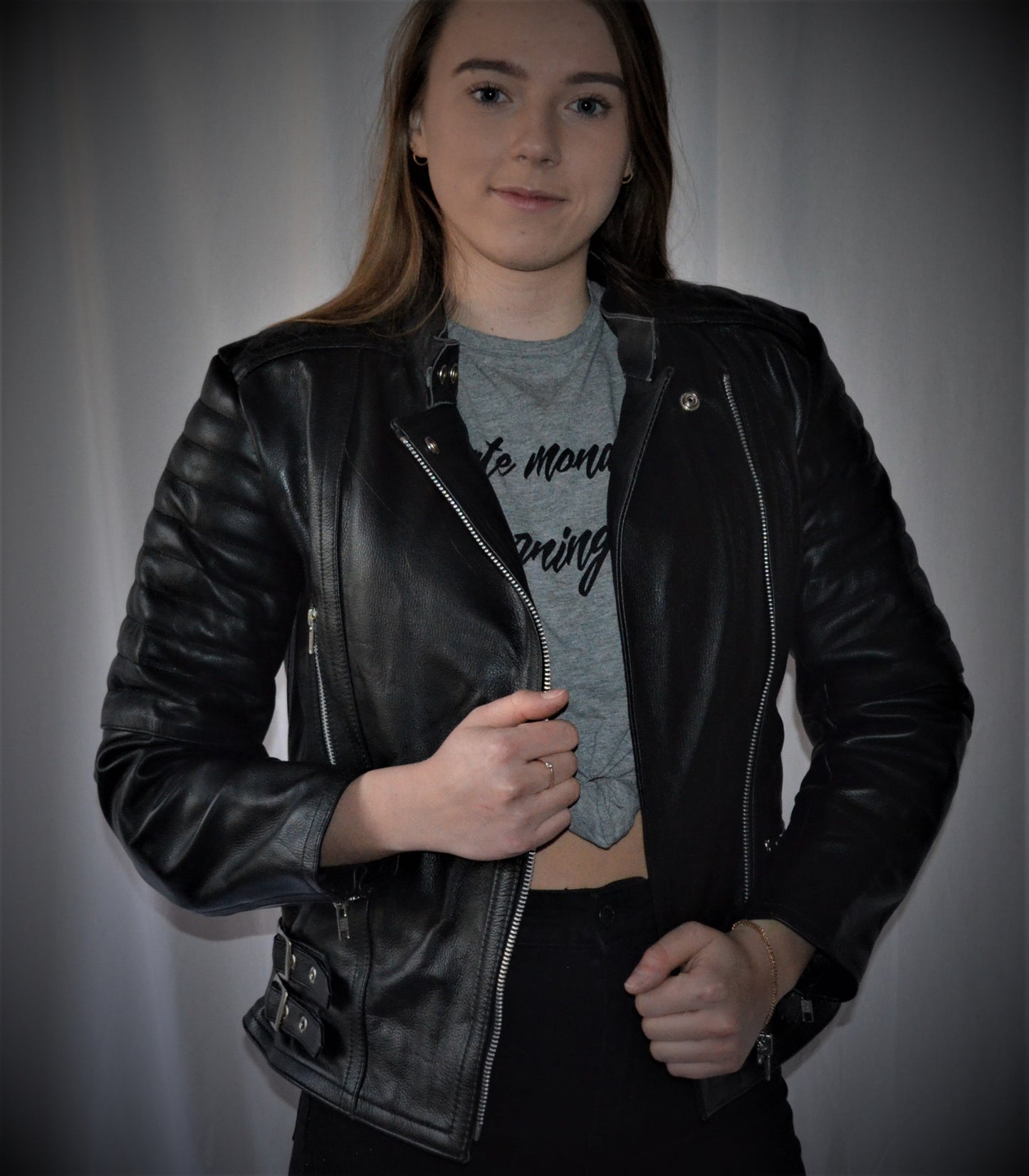 Blouson Moto Femme Style Perfecto Noir