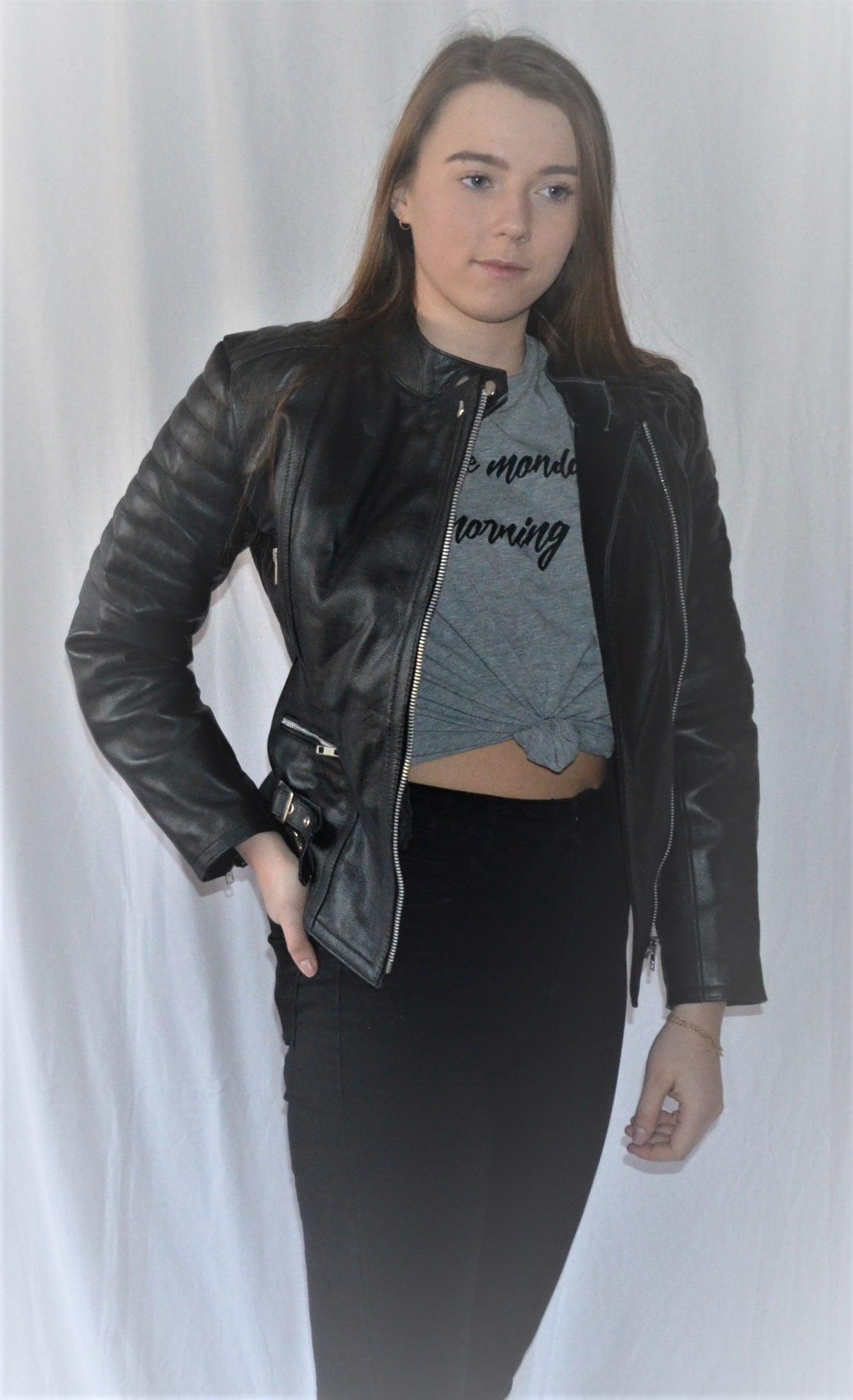 Blouson Moto Femme Style Perfecto Noir