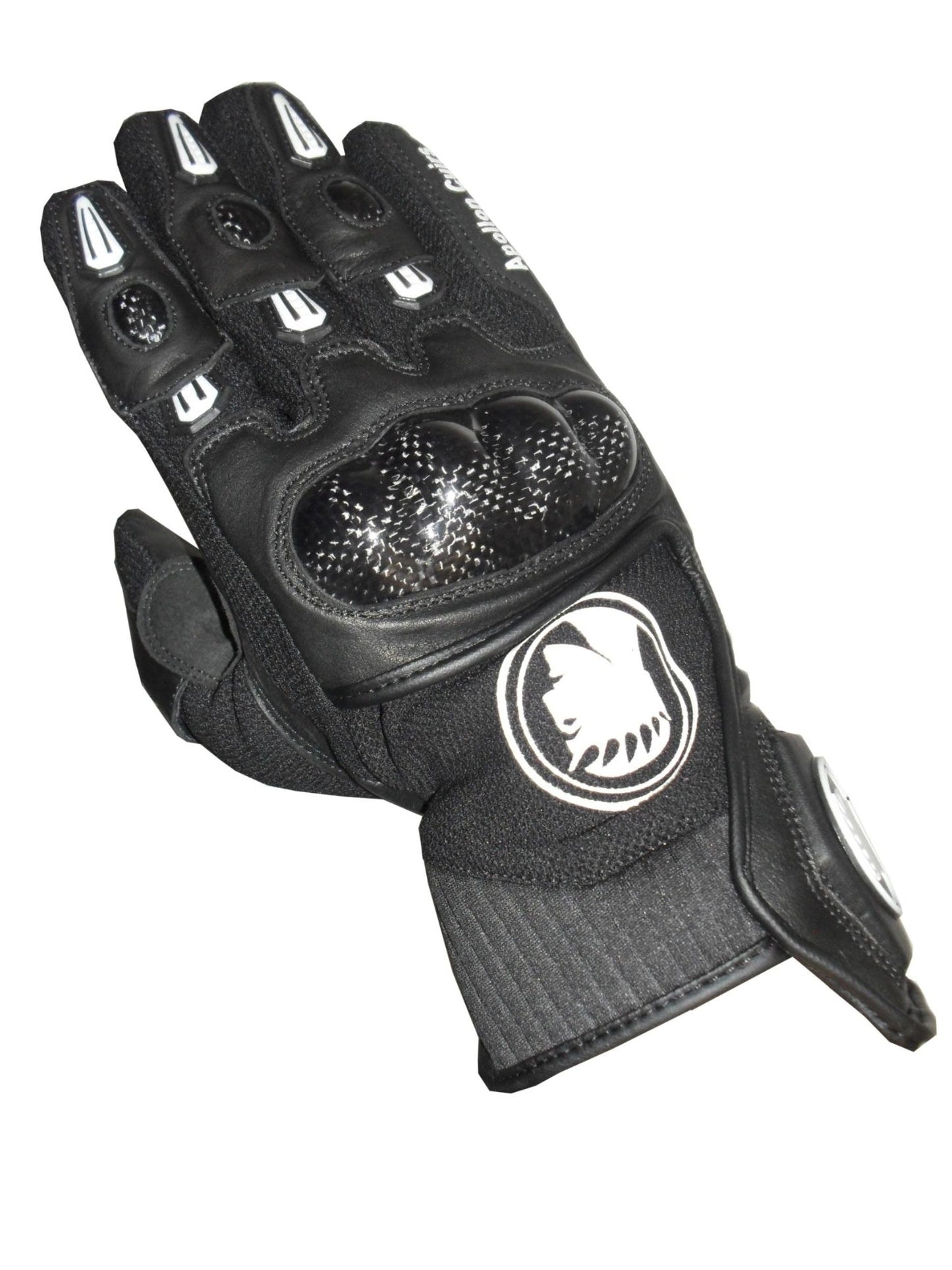 Gants Moto en Cuir et Textile Noir et Blanc