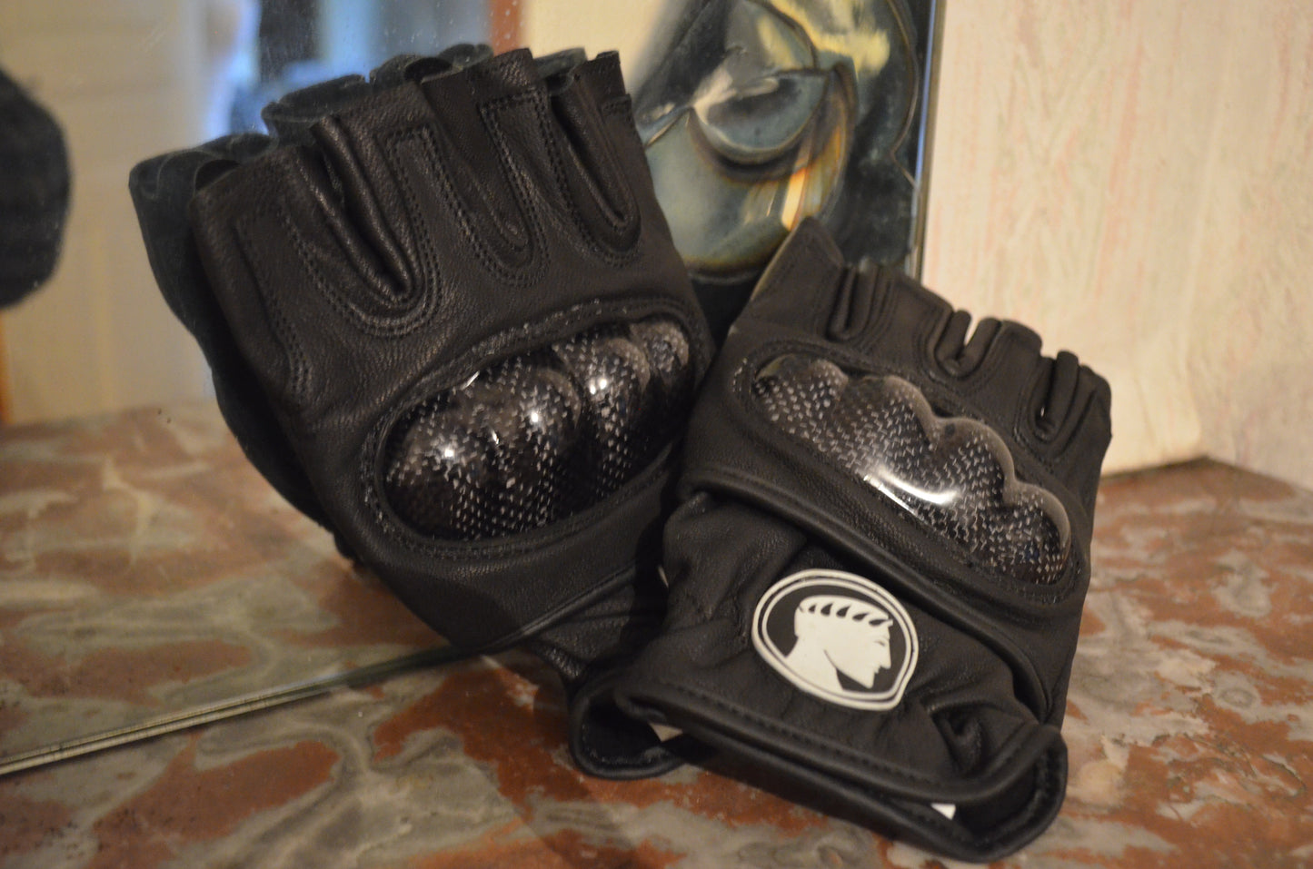 Gants Moto Mitaine Noir