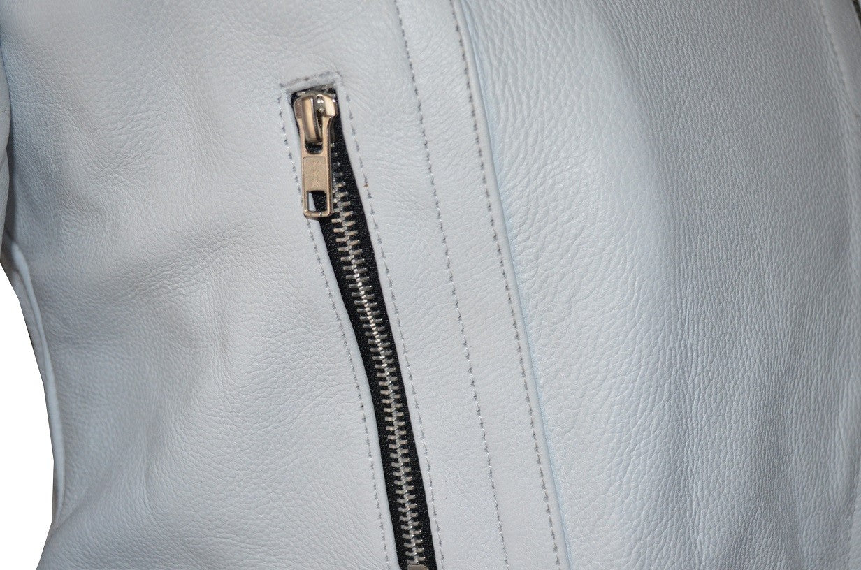Blouson Moto Femme Style Perfecto Blanc