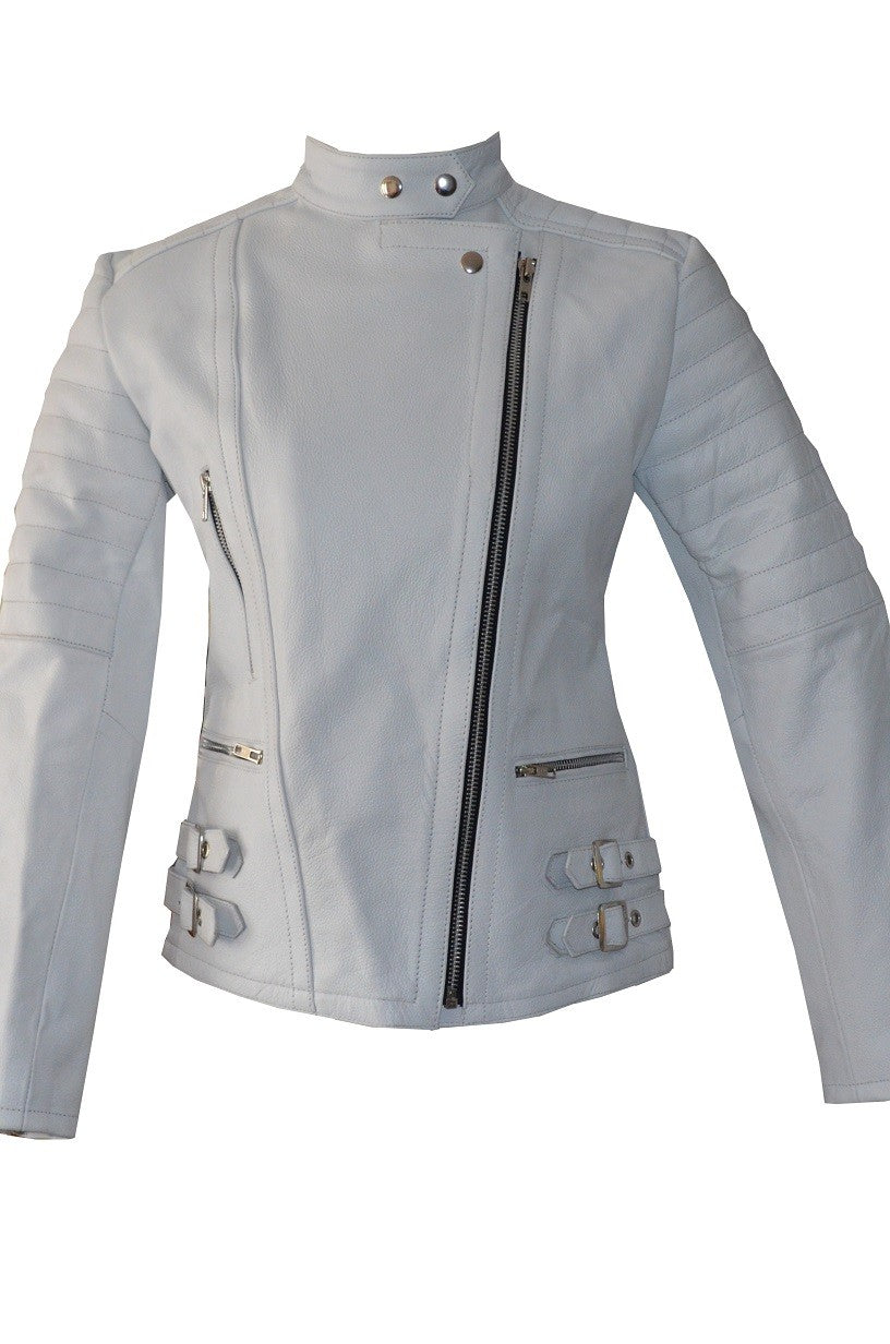 Blouson Moto Femme Style Perfecto Blanc