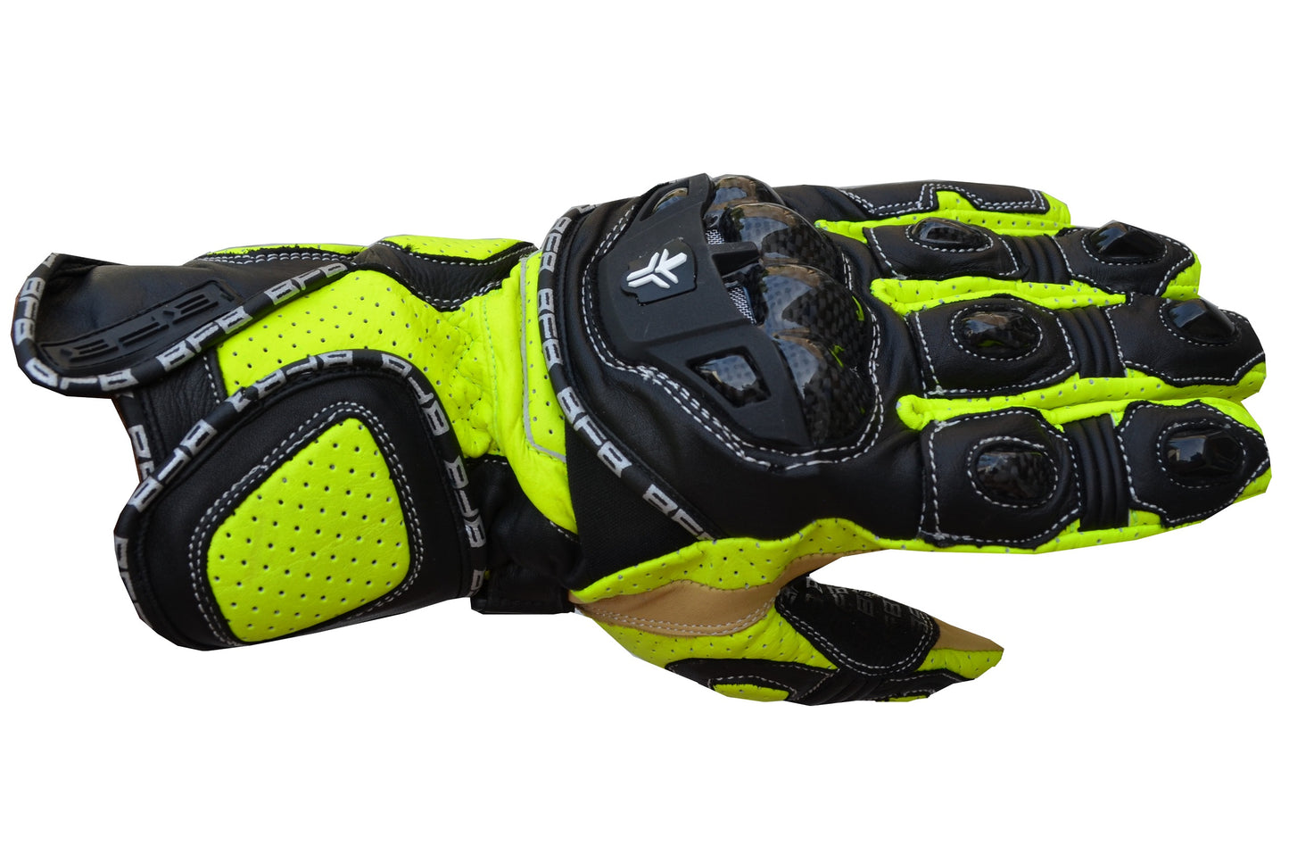 Gants Moto RACING en Cuir Noir et Jaune