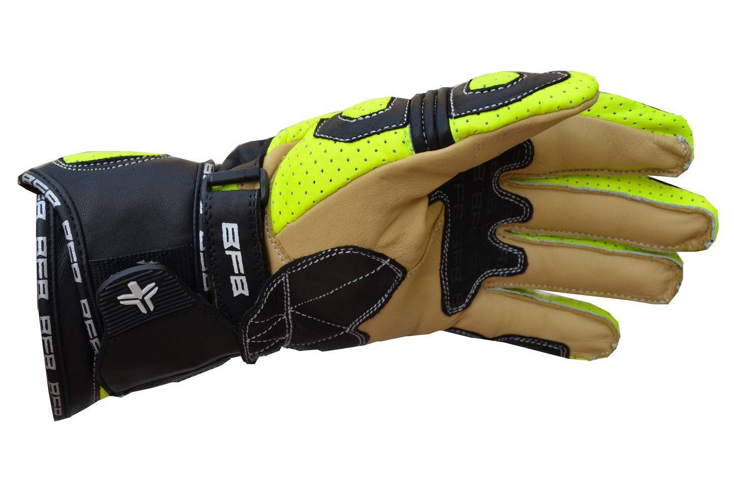 Gants Moto RACING en Cuir Noir et Jaune