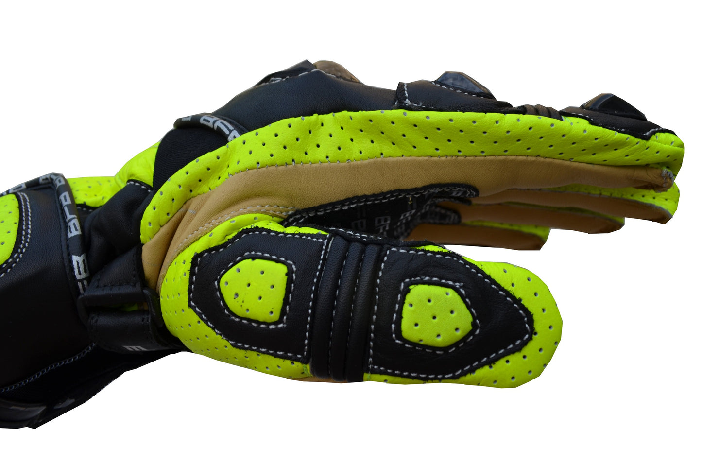 Gants Moto RACING en Cuir Noir et Jaune