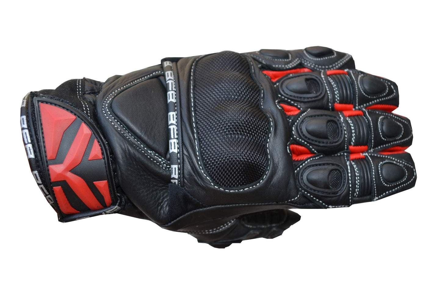 Gants Moto RACING courts en Cuir Rouge