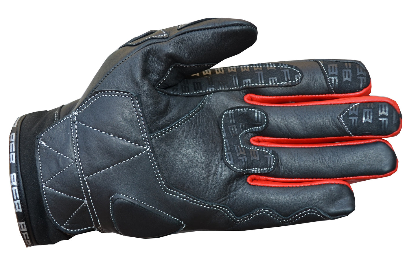 Gants Moto RACING courts en Cuir Rouge