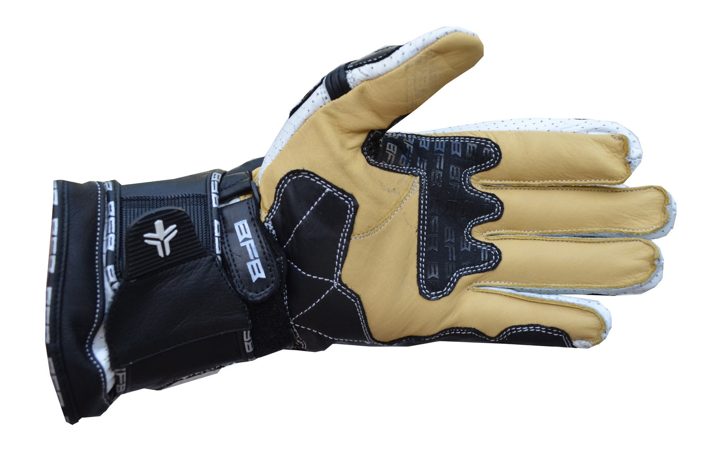 Gants Moto RACING en Cuir Noir et Blanc