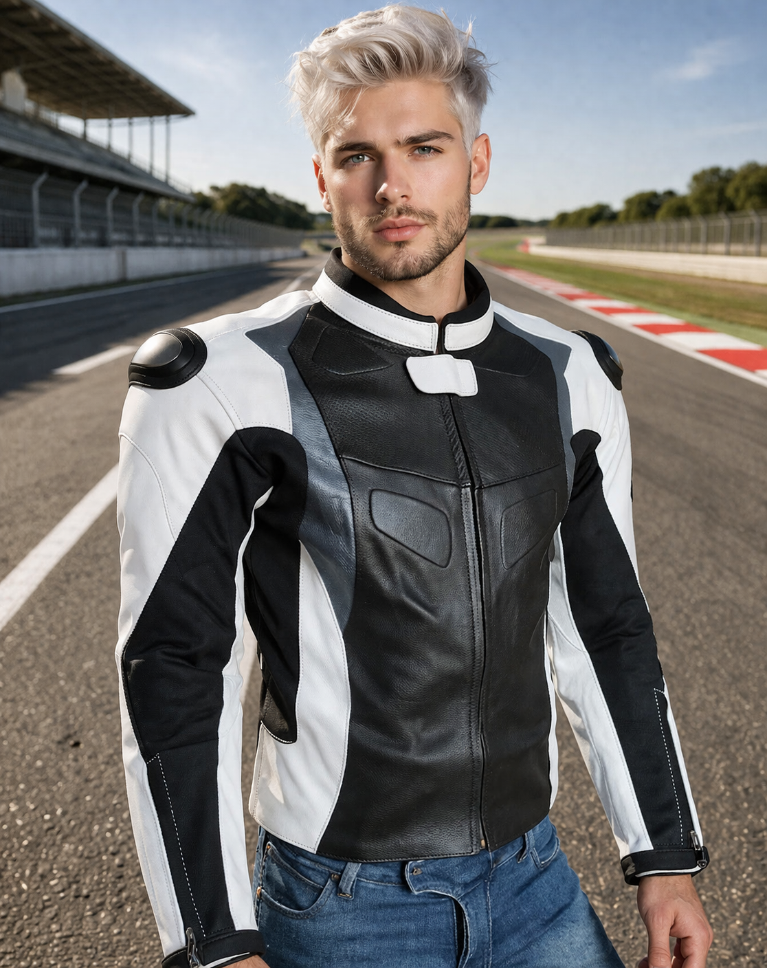 Blouson Moto Racing Eté Homme Cuir