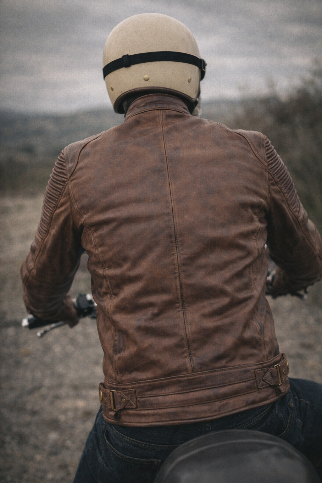 Blouson Moto Rétro Vintage Marron Homme en Cuir