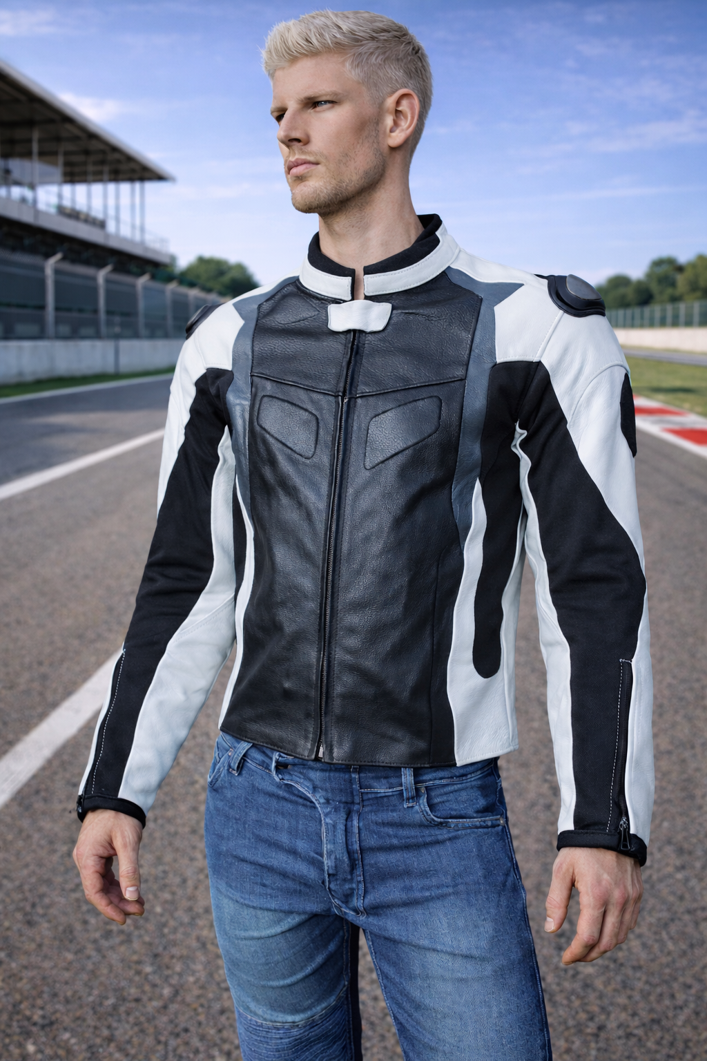 Blouson Moto Racing Eté Homme Cuir