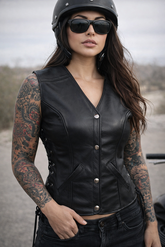 Gilet Biker Boléro en Cuir pour Femme