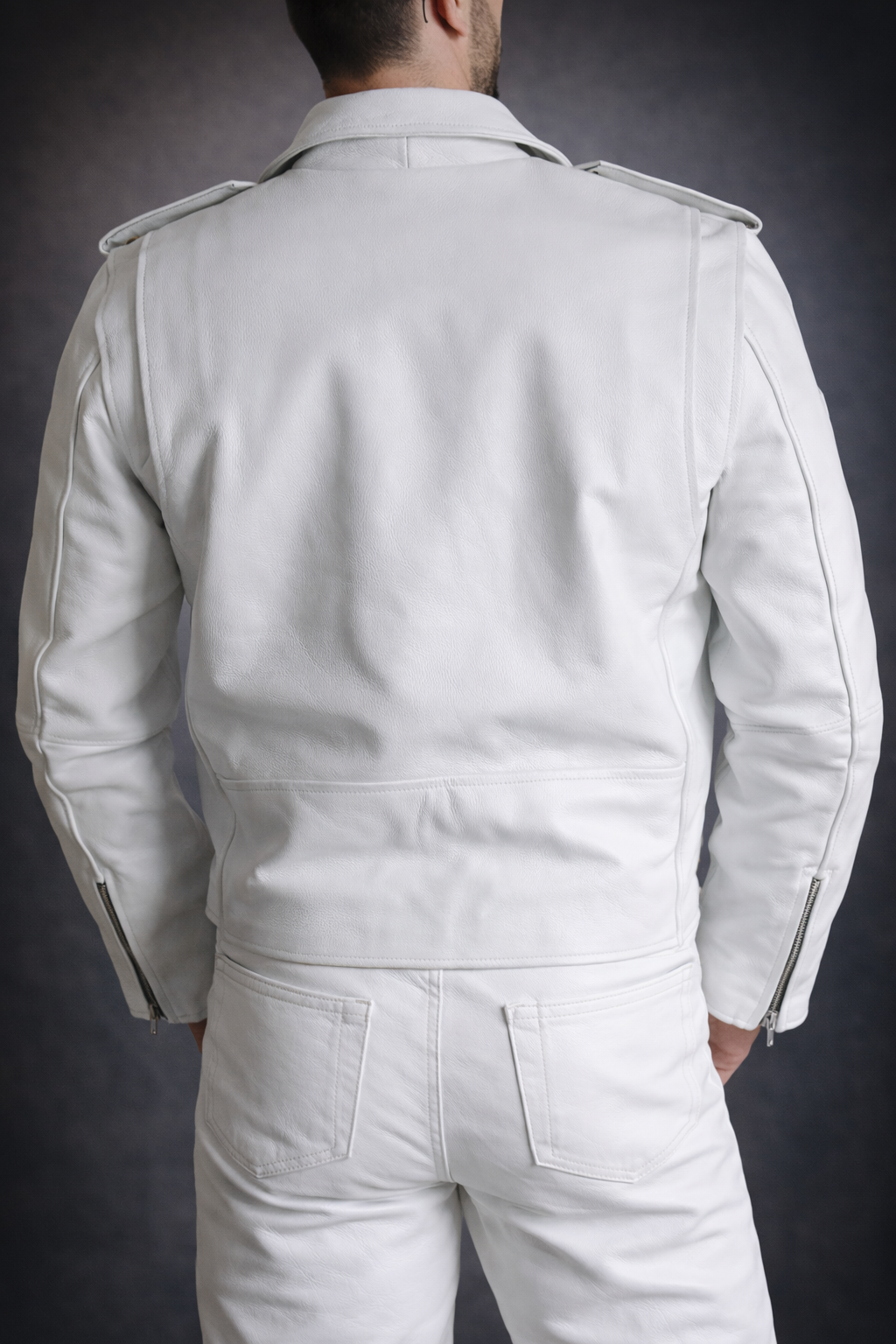 Blouson Moto Homme Style Perfecto Blanc