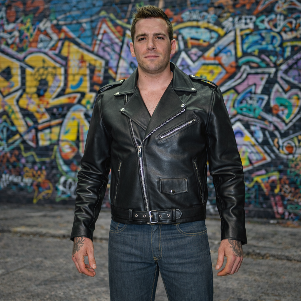 Blouson Moto Homme Style Perfecto Noir