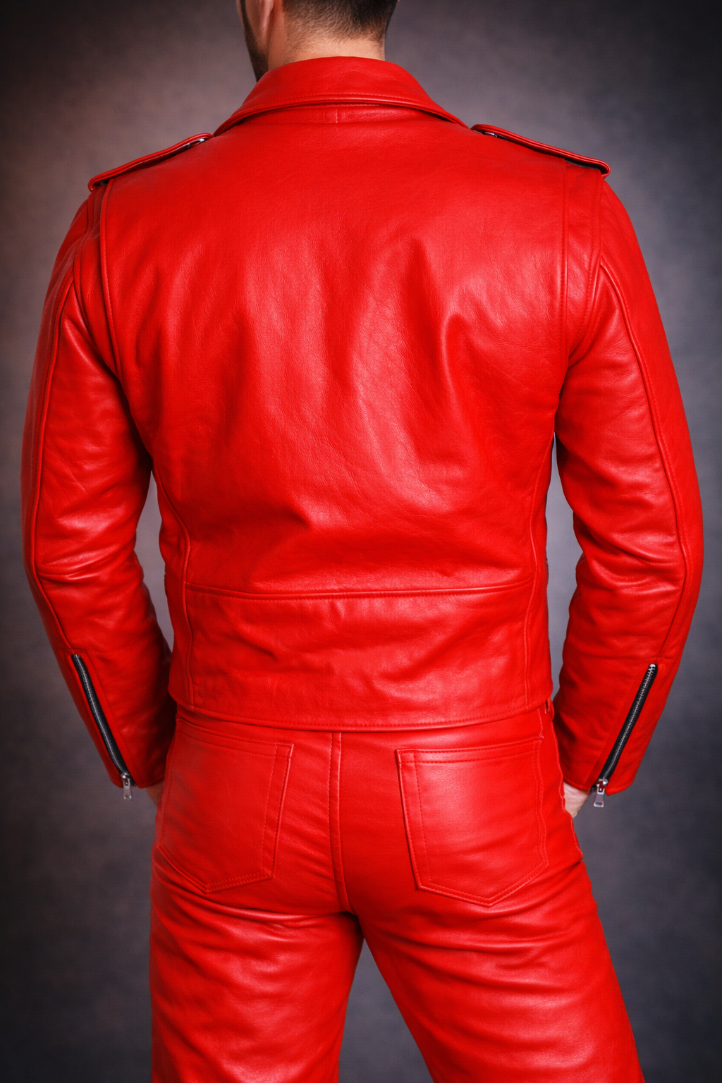 Blouson Moto Homme Style Perfecto ROUGE