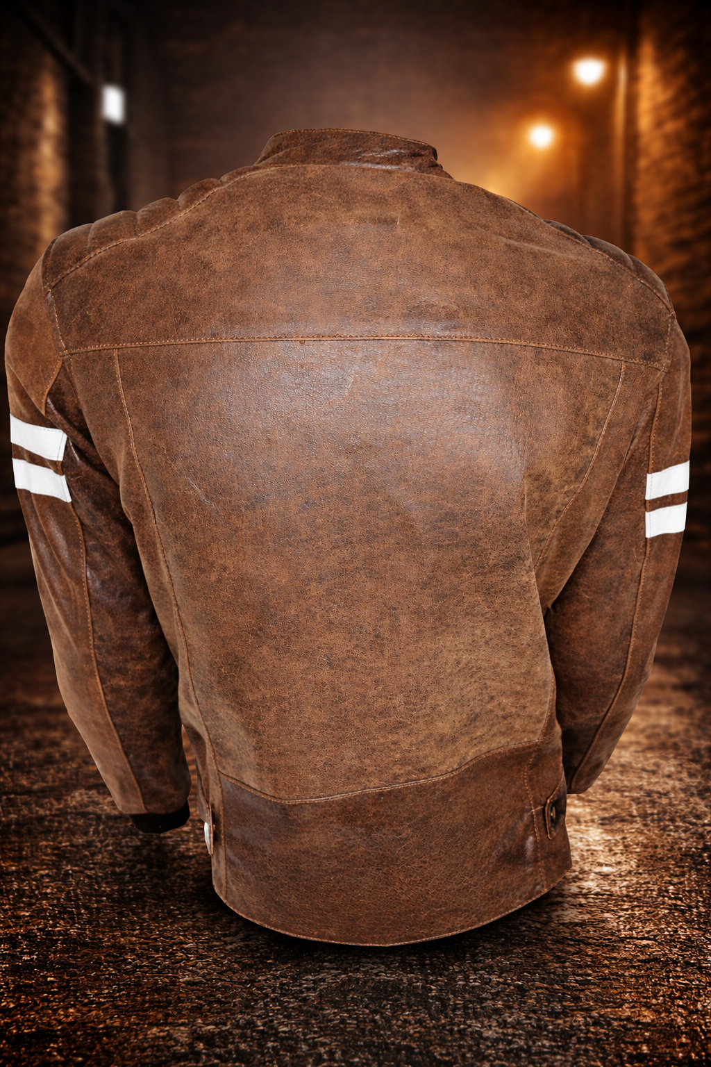 Blouson Moto Homme Marron VINTAGE en Cuir